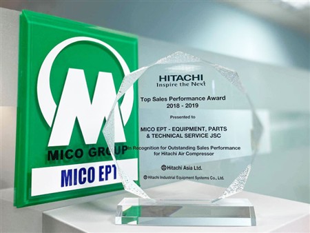 MICO EPT Nhận Giải thưởng Đại lý xuất sắc nhất (Top Sales Performance Award) của Hitachi Asia