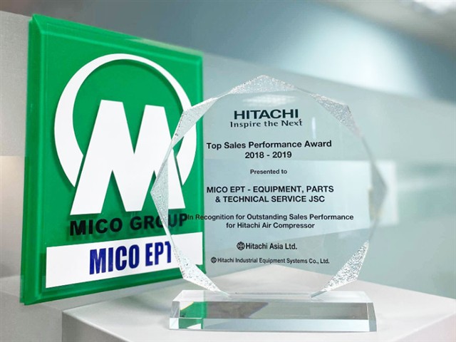 MICO EPT Nhận Giải thưởng Đại lý xuất sắc nhất (Top Sales Performance Award) của Hitachi Asia
