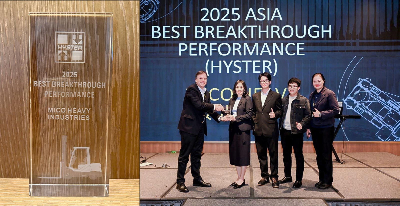 Đội ngũ ​Mico Hyster vinh dự nhận giải “2025 Asia Best Breakthrough Performance”